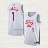 Maglia James Harden NO 1 Philadelphia 76ers Citta 2022-23 Bianco