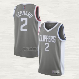 Maglia Kawhi Leonard NO 2 Los Angeles Clippers Earned 2020-21 Grigio