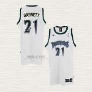 Maglia Kevin Garnett NO 21 Minnesota Timberwolves Throwback Bianco