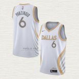 Maglia Kristaps Porzingis NO 6 Dallas Mavericks Citta 2020-21 Bianco