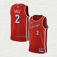 Maglia Lonzo Ball NO 2 Chicago Bulls Citta 2021-22 Rosso