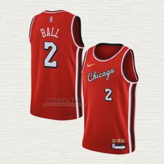 Maglia Lonzo Ball NO 2 Chicago Bulls Citta 2021-22 Rosso