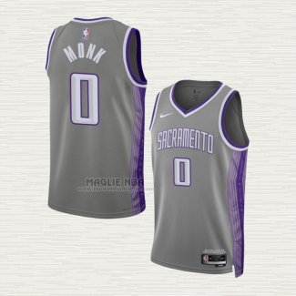 Maglia Malik Monk NO 0 Sacramento Kings Citta 2022-23 Grigio