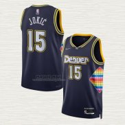 Maglia Nikola Jokic NO 15 Denver Nuggets Citta 2021-22 Blu