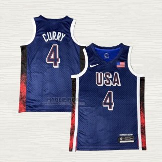 Maglia Stephen Curry NO 4 USA 2025 Blu