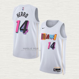 Maglia Tyler Herro NO 14 Miami Heat Citta 2022-23 Bianco