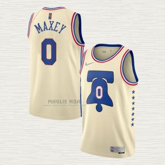 Maglia Tyrese Maxey NO 0 Philadelphia 76ers Earned 2020-21 Crema