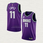 Maglia Brook Lopez NO 11 Milwaukee Bucks Classic 2022-23 Viola