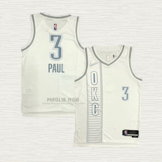 Maglia Chris Paul NO 3 Oklahoma City Thunder Citta 2021-22 Bianco