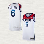 Maglia Damian Lillard NO 6 USA 2021 Bianco