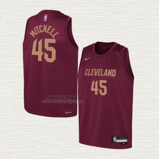 Maglia Donovan Mitchell NO 45 Bambino Cleveland Cavaliers Icon 2022-23 Rosso