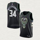 Maglia Giannis Antetokounmpo NO 34 Milwaukee Bucks Nero