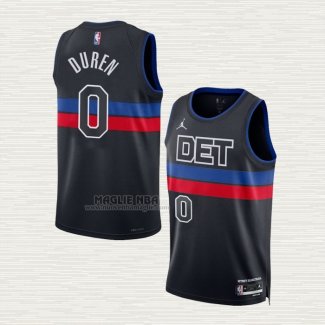 Maglia Jalen Duren NO 0 Detroit Pistons Statement 2022-23 Nero