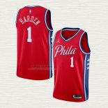 Maglia James Harden NO 1 Philadelphia 76ers Statement 2020-21 Rosso