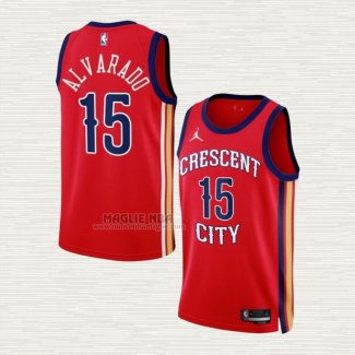 Maglia Jose Alvarado NO 15 New Orleans Pelicans Statement 2023-24 Rosso