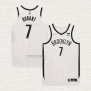 Maglia Kevin Durant NO 7 Brooklyn Nets Association Autentico Bianco