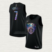 Maglia Kevin Durant NO 7 Brooklyn Nets Iridescent Logo Nero