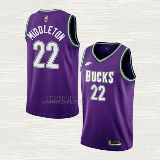 Maglia Khris Middleton NO 22 Milwaukee Bucks Classic 2022-23 Viola