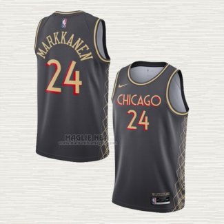 Maglia Lauri Markkanen NO 24 Chicago Bulls Citta 2020-21 Grigio