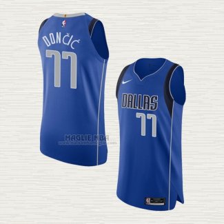 Maglia Luka Doncic NO 77 Dallas Mavericks Icon Autentico Blu