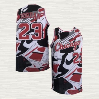 Maglia Michael Jordan NO 23 Chicago Bulls Bianco Nero Rosso