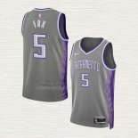 Maglia NO 5 Sacramento Kings Citta 2022-23 Grigio De'Aaron Fox