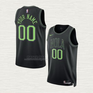 Maglia New Orleans Pelicans Personalizzate Citta 2023-24 Nero