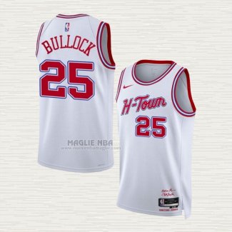 Maglia Reggie Bullock NO 25 Houston Rockets Citta 2023-24 Bianco