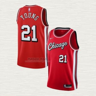 Maglia Thaddeus Young NO 21 Chicago Bulls Citta 2021-22 Rosso