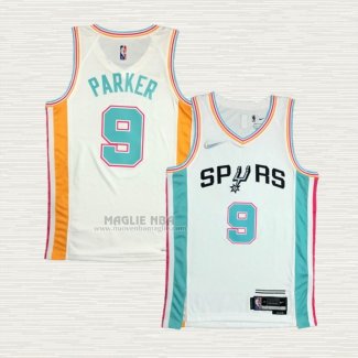 Maglia Tony Parker NO 9 San Antonio Spurs Citta 2021-22 Bianco