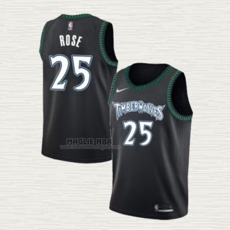 Maglia Derrick Rose NO 25 Minnesota Timberwolves Classic Nero