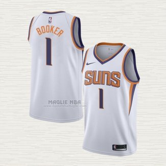 Maglia Devin Booker NO 1 Phoenix Suns Association Bianco