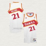 Maglia Dominique Wilkins NO 21 Atlanta Hawks Throwback Bianco