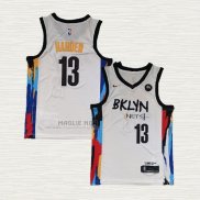 Maglia James Harden NO 13 Brooklyn Nets Citta 2020-21 Bianco