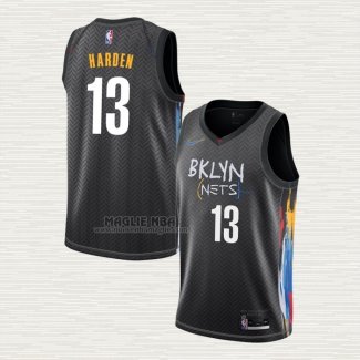 Maglia James Harden NO 13 Brooklyn Nets Citta 2020-21 Nero