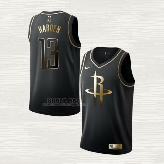 Maglia James Harden NO 13 Houston Rockets Golden Edition Nero