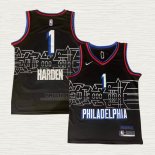 Maglia James Harden NO 1 Philadelphia 76ers Citta 2020-21 Nero