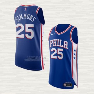 Maglia Joel Embiid NO 25 Philadelphia 76ers Icon Autentico Blu