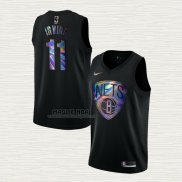 Maglia Kyrie Irving NO 11 Brooklyn Nets Iridescent Logo Nero