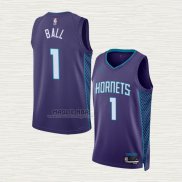 Maglia LaMelo Ball NO 1 Charlotte Hornets Statement 2022-23 Viola