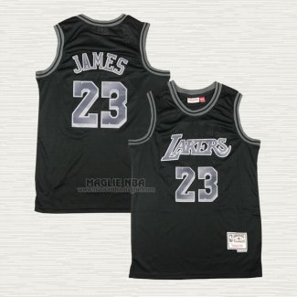 Maglia LeBron James NO 23 Los Angeles Lakers Throwback Nero