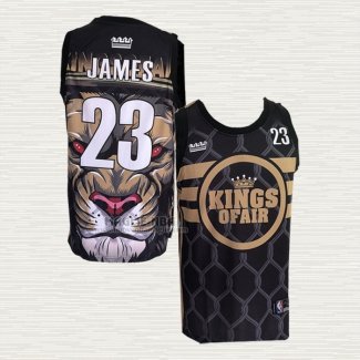 Maglia Lebron James NO 23 Los Angeles Lakers Lion Nero