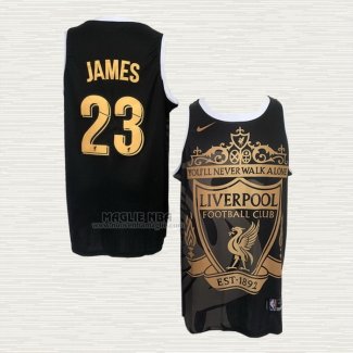 Maglia Lebron James NO 23 Los Angeles Lakers Liverpool Nero