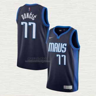 Maglia Luka Doncic NO 77 Dallas Mavericks Earned 2020-21 Blu