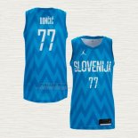 Maglia Luka Doncic NO 77 Slovenia Away Blu