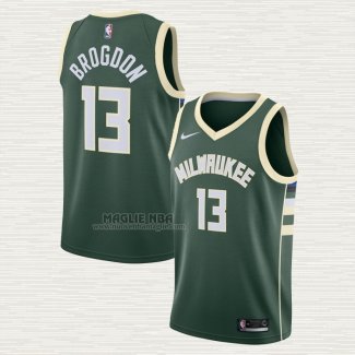 Maglia Malcolm Brogdon NO 13 Milwaukee Bucks Icon Verde