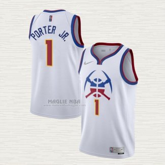 Maglia Michael Porter JR. NO 1 Denver Nuggets Earned 2020-21 Bianco