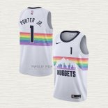 Maglia Michael Porter NO 1 Denver Nuggets Citta Bianco