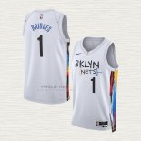 Maglia Mikal Bridges NO 1 Brooklyn Nets Citta 2022-23 Bianco