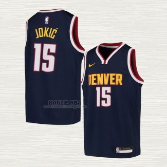 Maglia Nikola Jokic NO 15 Bambino Denver Nuggets Icon 2020-21 Blu